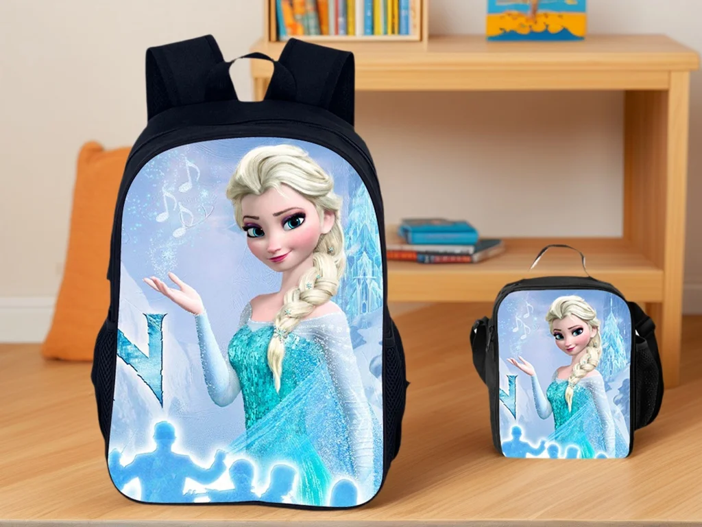 Frozen Student Classic Backpack and Reusable Lunch Tote,Lightweight Book Bag Canvas Daypack for Boy,Girl