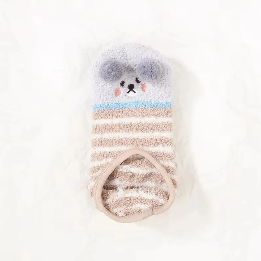 Cute Non-Slip Fuzzy Slipper Socks Short Cartoon Floor Socks Gripper Sole Warm Lining Ankle Socks For Women