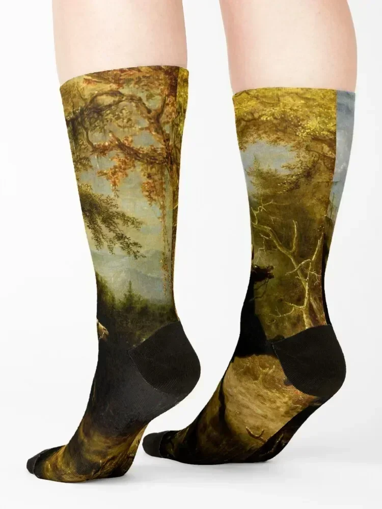 The Headless Horseman Pursuing Ichabod Crane Socks Crossfit Christmas christmas gifts cartoon Woman Socks Men's