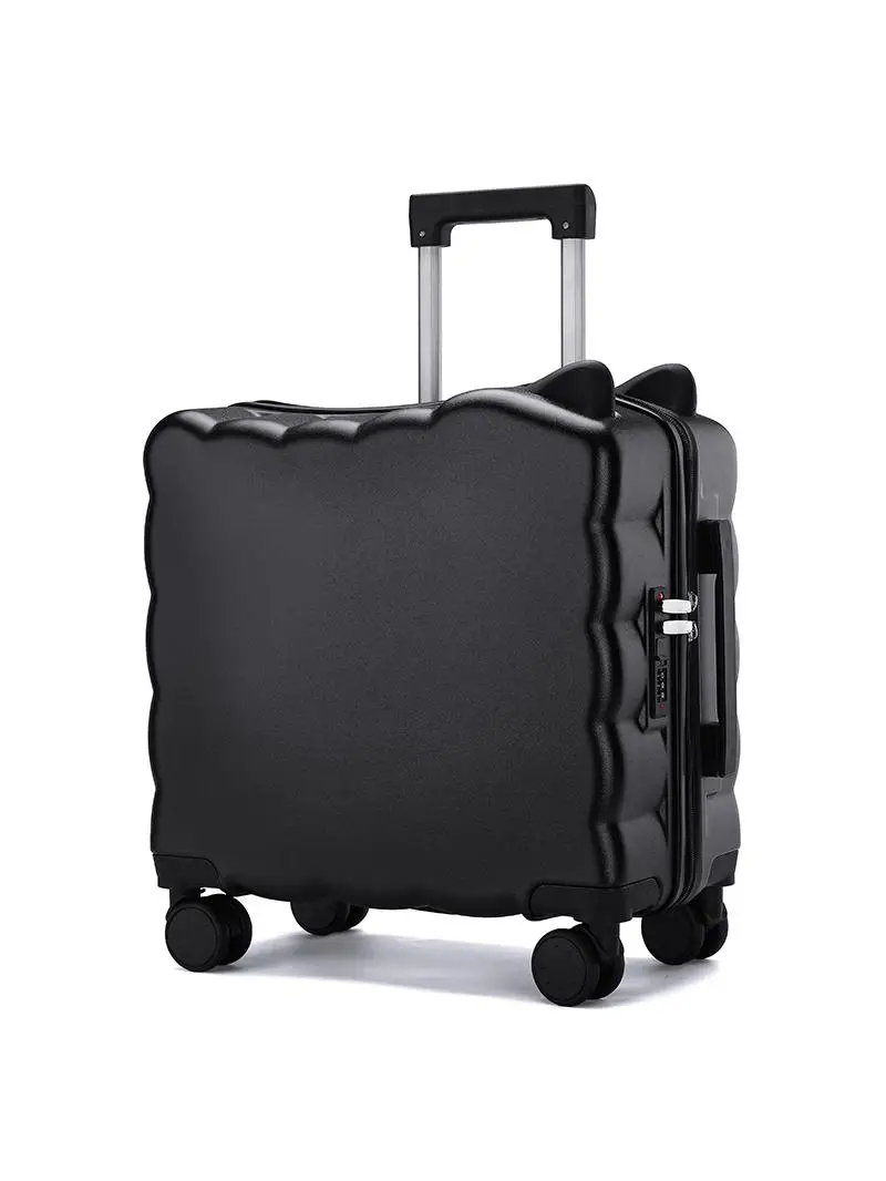 children's-20-inch-ear-travel-suitcase-with-cup-holder-silent-universal-wheels-boarding-box-sticker-cartoon-design