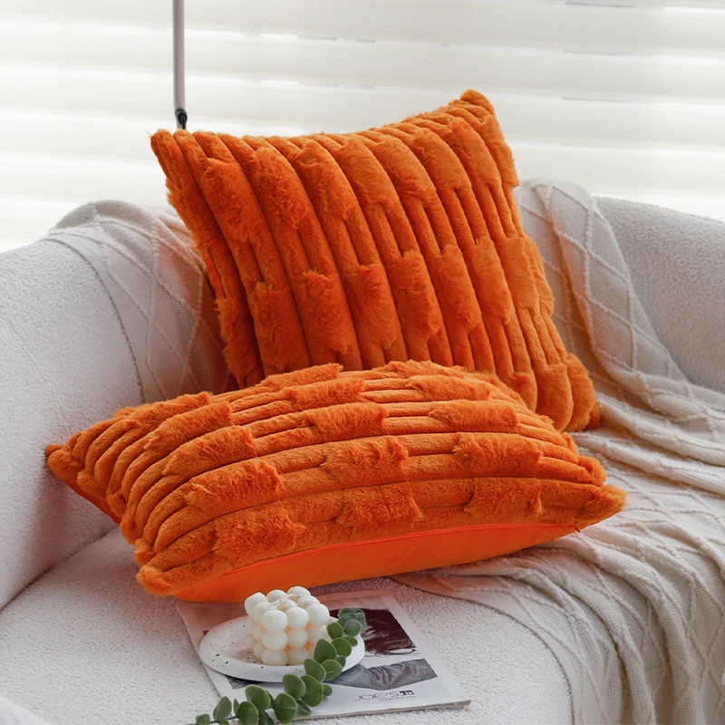 

Orange Arrow Cushion Cover Single-sided Simulated Fur Pillow Cover Plush Winter Essential Super Soft Skin-friendly 45x45cm