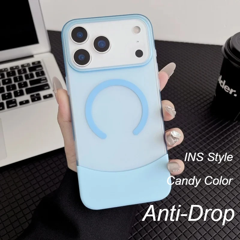 Mode INS Kontrast Fluoreszierende Farbe Magnetische Matt Transparent Fall Für IPhone 17 Pro Max Air 16 15 14 Anti-Drop Zurück abdeckung