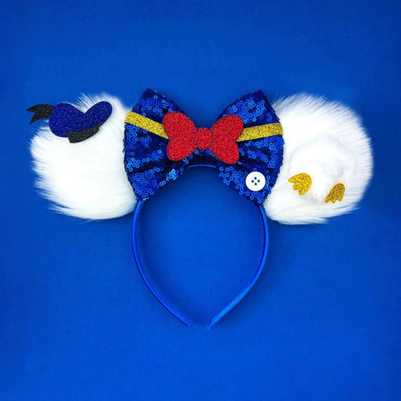 Mickey Mouse Ears Headband Plush Donald Duck Hairband Hot Cartoon Character Cosplay Adult/Kids Halloween Party Hair Accessories