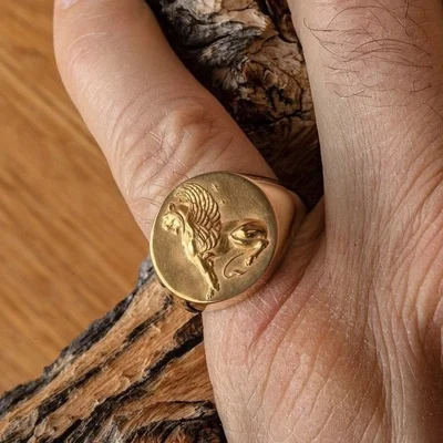 New Vintage Personality Mens Ring Gold-plated Lion Shape Animal Ring Fashion Unisex Ring Punk Party Decorative Ring Jewelry Gift