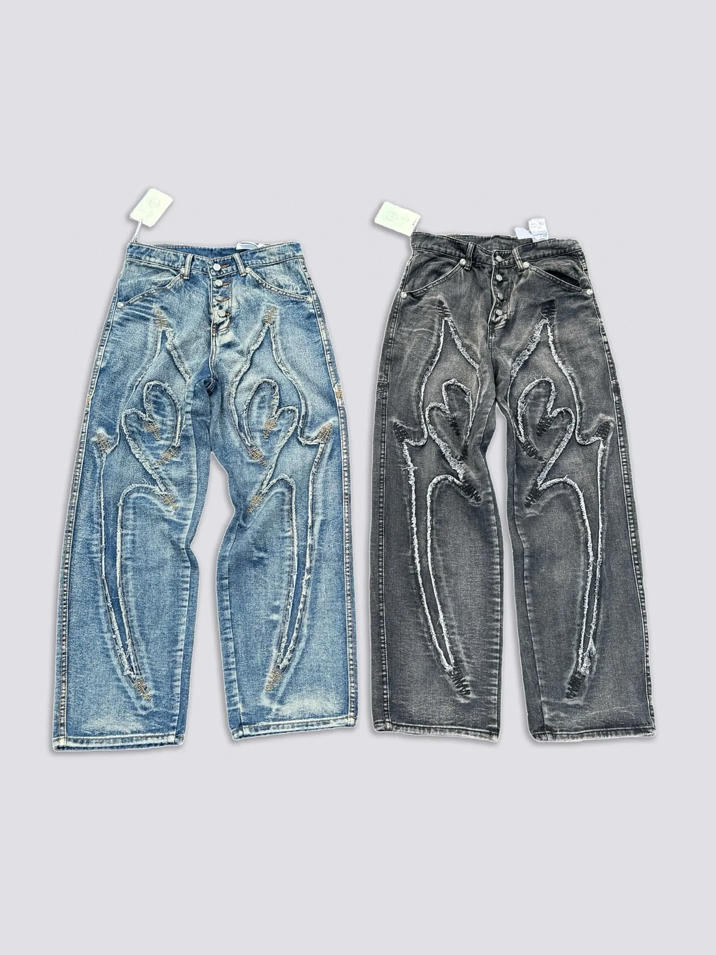 

Мужские джинсы Thug Club News Heavy Du Star Moon Flame Embroidery, винтажные, прямого кроя, модные, свободные, со средней посадкой, на молнии