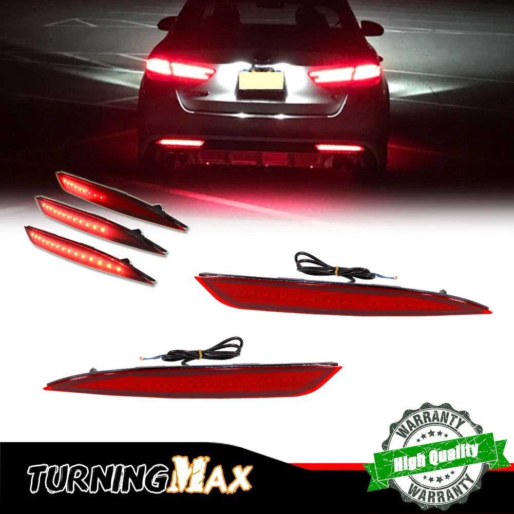 Red LED Rear Bumper Reflector Tail/Brake Lights Rear Fog Lights & Sequential Turn Signal For KIA Optima K5 2016-2018