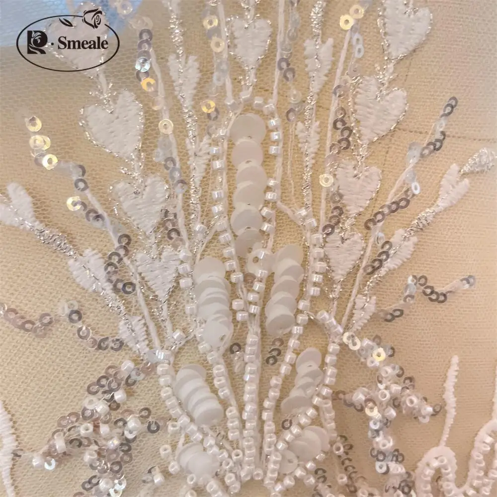 Handmade Embroidery Tube Bead Lace Fabric, DIY Wedding Dress Fabric, High-end Sequin Tube Bead, RS4269, New