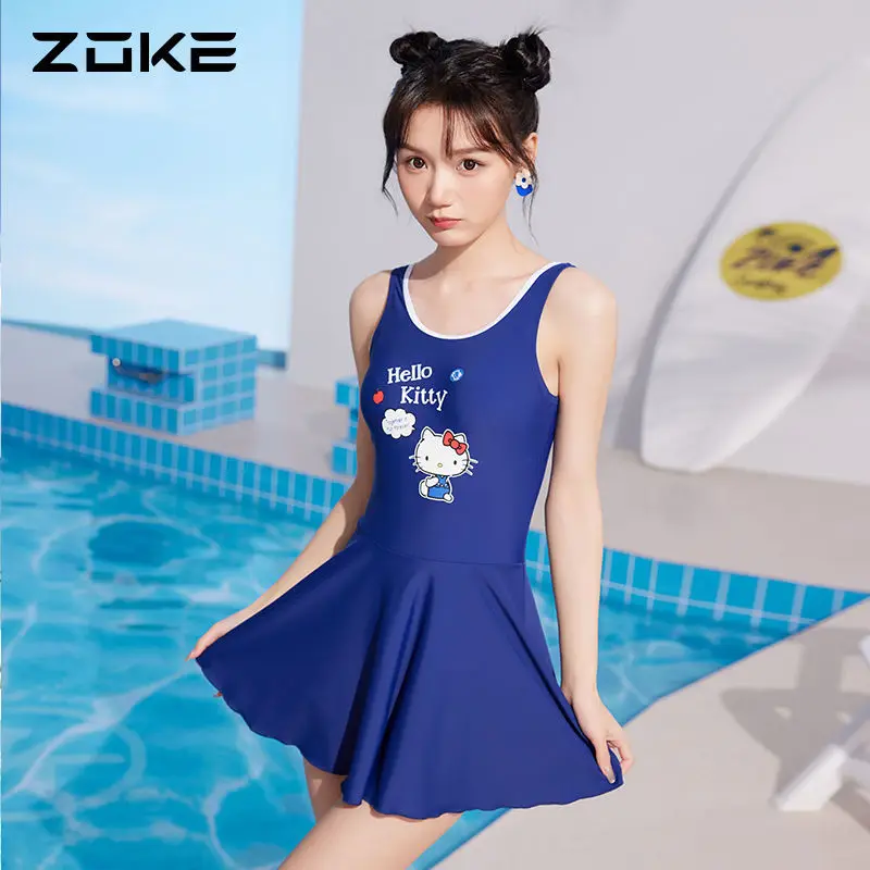

Sanrio Hello Kitty One-Piece Skirt Princess Style New Style Girl Student Casual Swimsuit Sun Protection Meat Cover Super Fairy