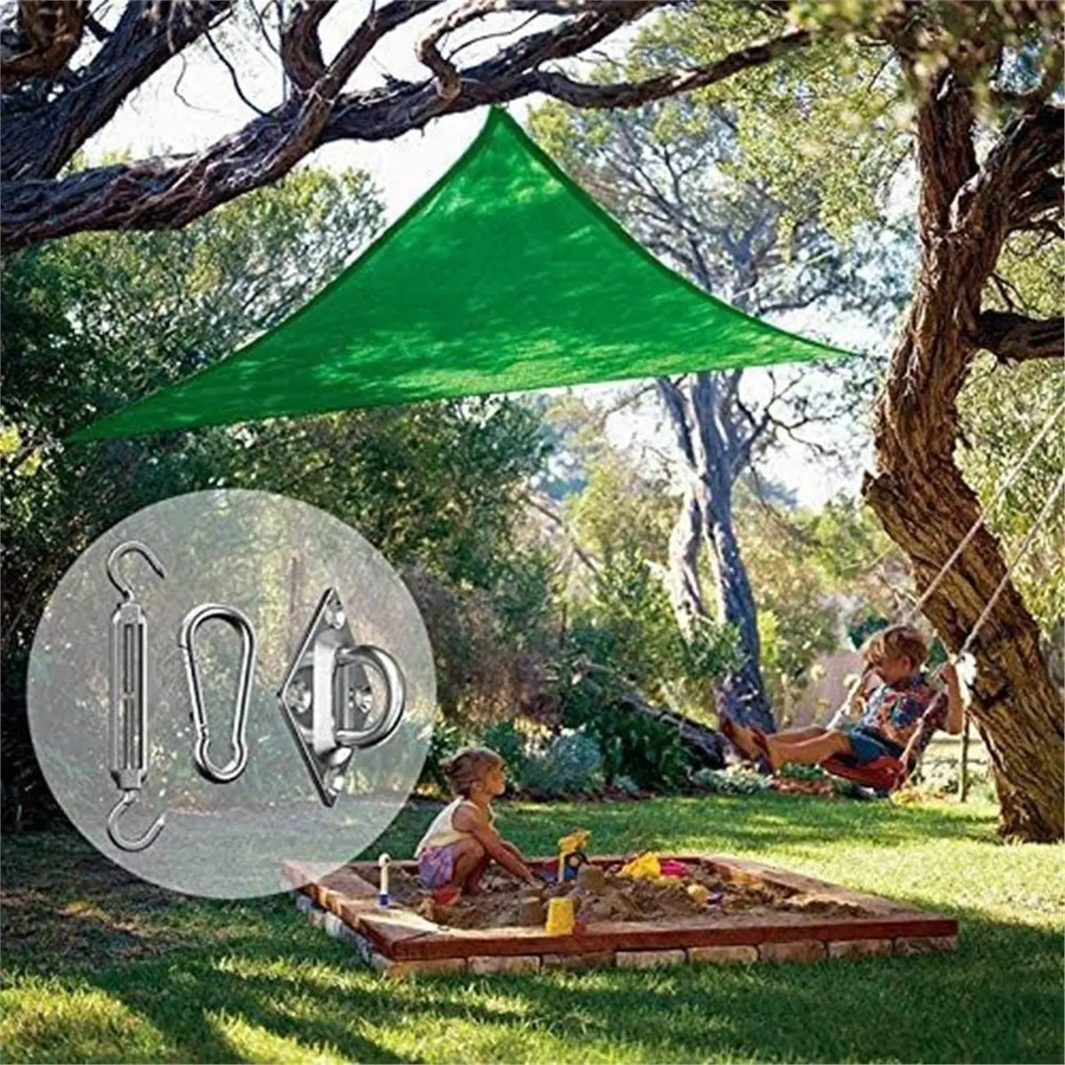 STOCK-Awning Attachment Set, Heavy Duty Sun Shade Sail Stainless Steel Hardware Kit for Garden Triangle and Square, Rectangle