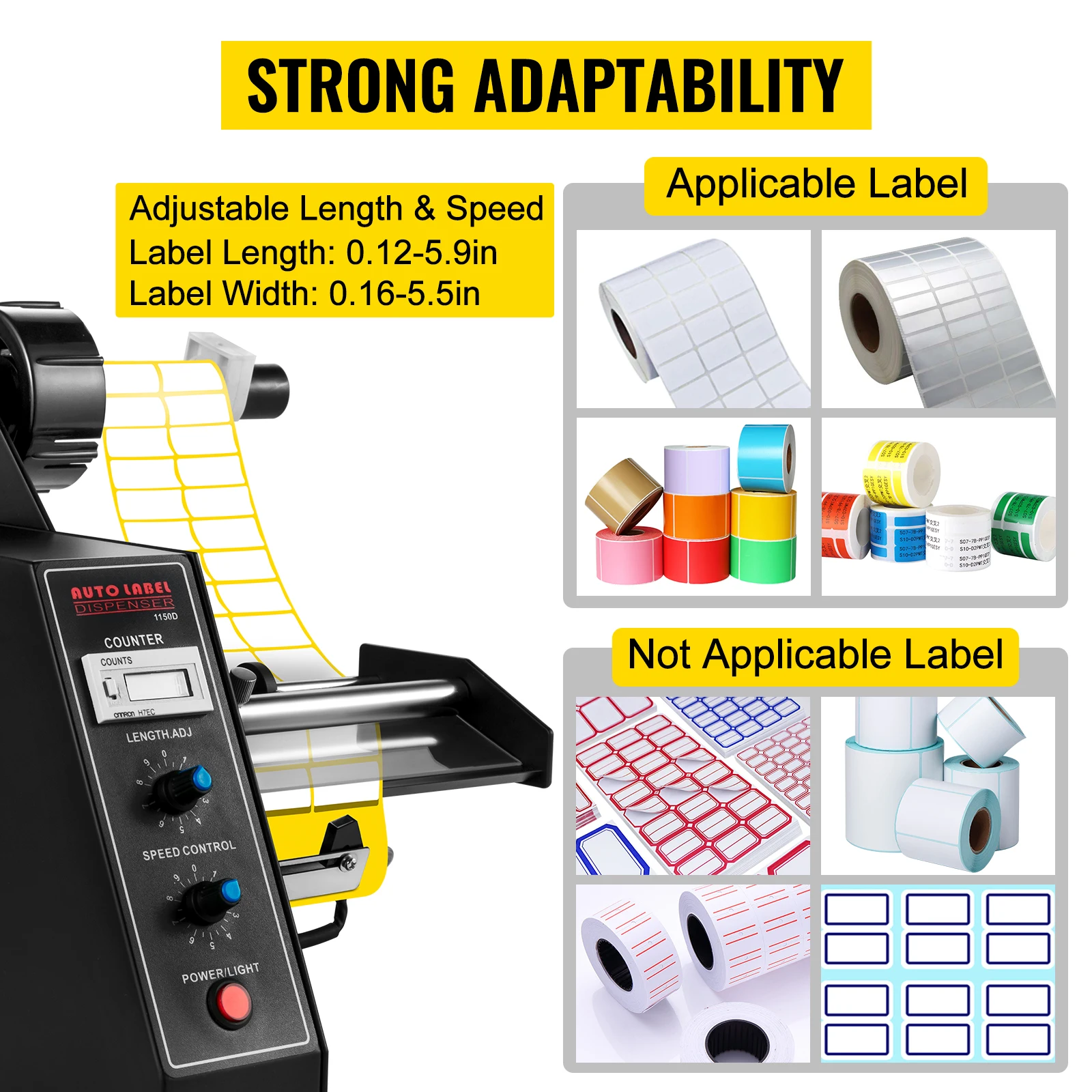 Dispositivo automatico dell\'erogatore dell\'etichetta 140mm 1150D adesivo portatile dell\'applicatore dell\'etichetta che separa la macchina automatica