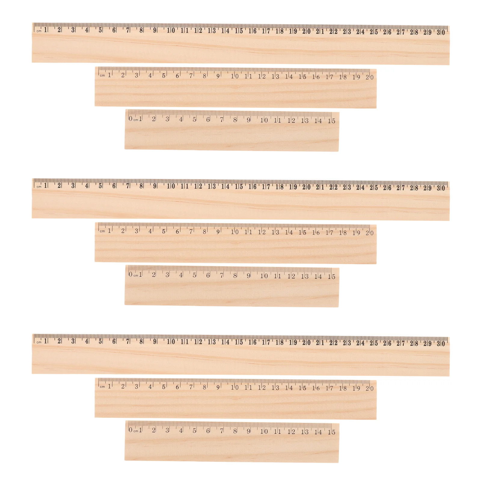 9-teiliges Holzlineal mit gerader Zeichnung, Zentimeter, kleine Lineale für die Messung im Büro