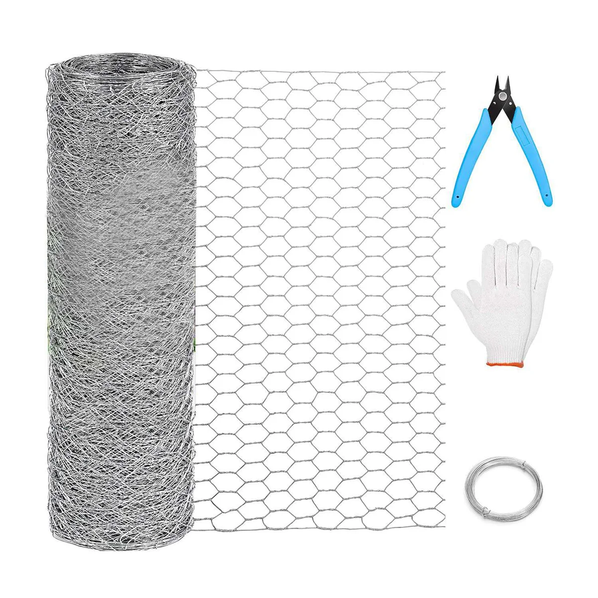 Chicken Wire Mesh 13.7 in x 157 in Silver Floral Chicken Wire Poultry Netting Hexagonal Galvanized PVC Coated Wire Mesh