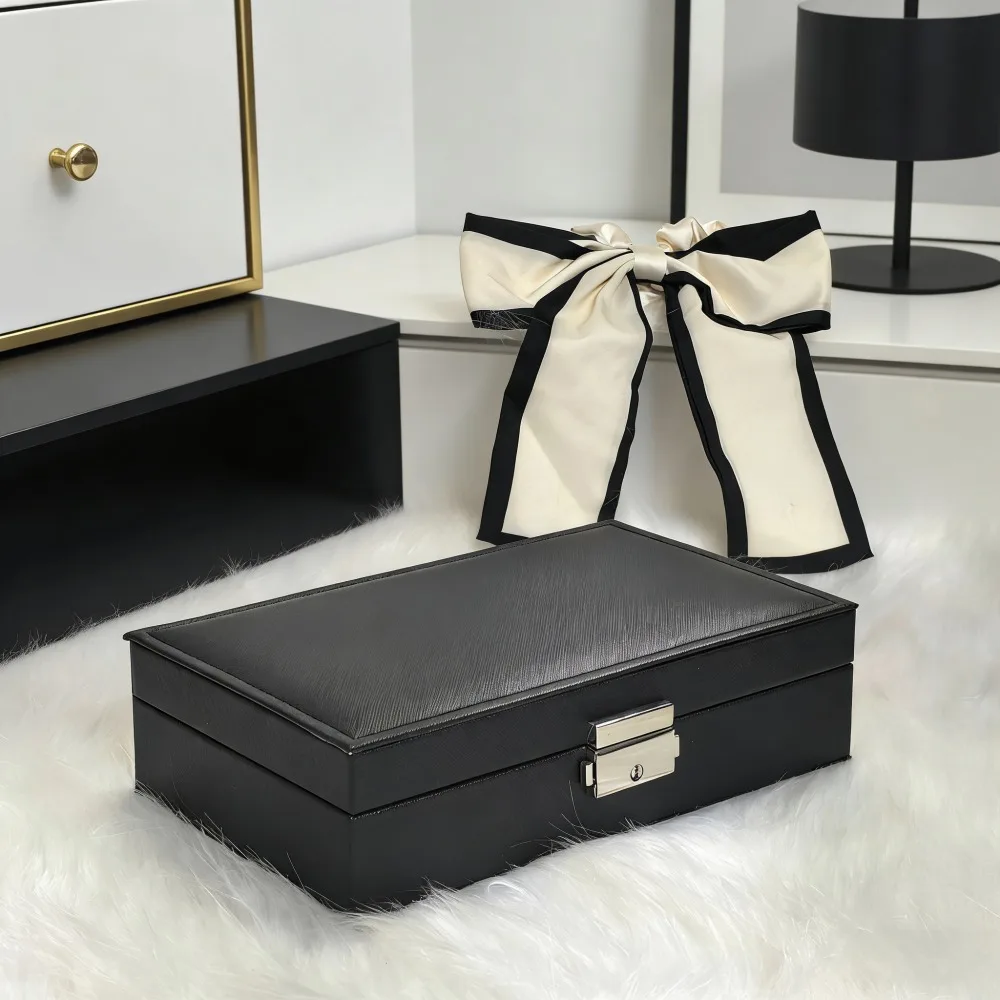 

Jewelry storage box, multifunctional accessory organizer for earrings, rings, and necklaces, solid color jewelry box