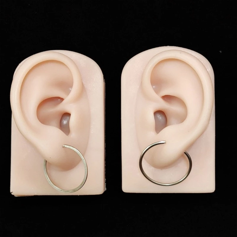 Professional Silicone Left Right Ear Form for Cosmetic Training Realistic Human Ear Mannequin Jewelry Showcasing Props