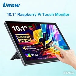 Unew-Monitor táctil IPS Raspberry PI, pantalla de 10,1 pulgadas, 1366x768P, HDMI tipo C, USB-C, Compatible con Raspberry Pi4B/3B/3A +/2B/B +/A +