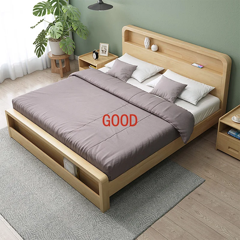 

Storage Organiser Bed Aesthetic Minimalist Queen Size Bedroom Bed Modern Wood Cama Casal Multifuncional Luxury Furniture