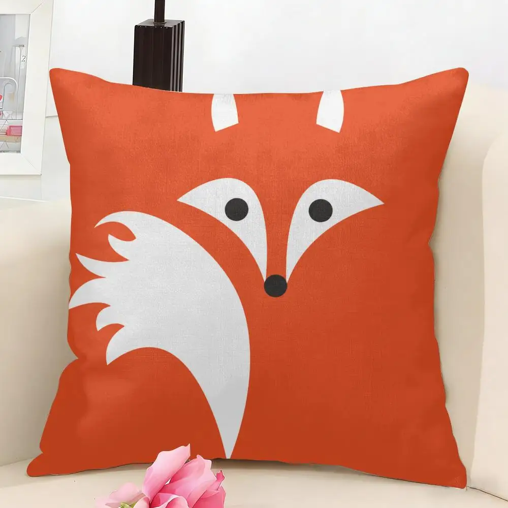 Minimal Woodland Friends Cushion Cover Linen Pillow Cover 40x40cm Decorative Cushion Case Boho Home Sofa Decor Gift
