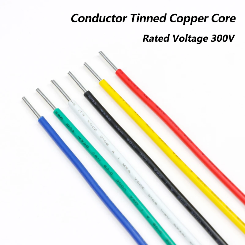 5/10/20m UL1007 Single Core Tinned Copper Wire 14/16/18/20/22/24/26 AWG PVC Insulation Cable Line DIY PCB Electronic wires 300V