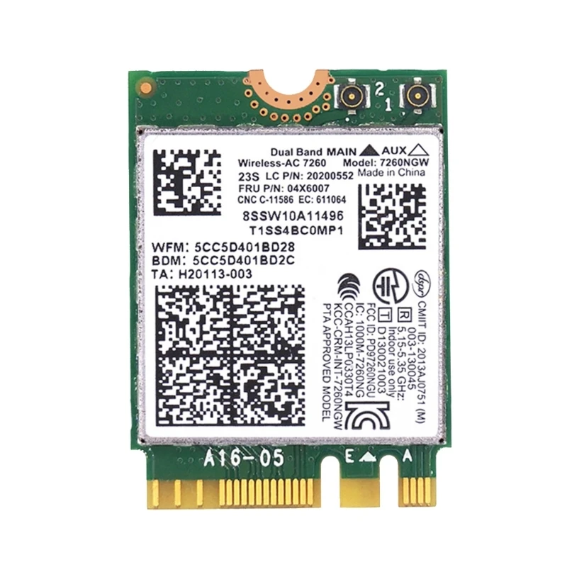 Wireless-AC7260 7260NGW 1200M Dual-Band Wifi BT4.0 Card for T440 X240 B40 B50 Y40 Y70 Y50 FRU 04X6007 Dropship