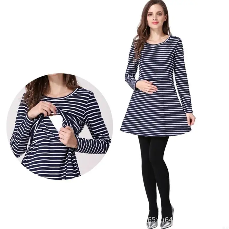  Multi Season Long Sleeve Nursing Tops for Pregnancy Soft Cotton Stretchy Material Shirt with Privacy Opening Comfort Fit - view 5