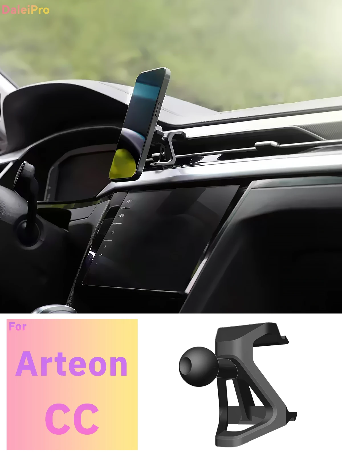 Maßgefertigte Magnetische Handyhalterung mit Luftstromkühlung für VW Arteon CC 2020 2021-2024, 360° Drehbar ° Schwenkbare Telefonhalterungsbasis – Detail 1
