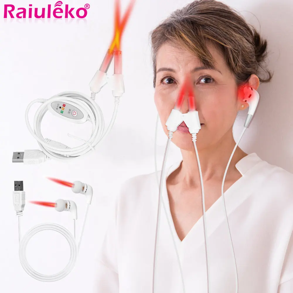 Laser Therapy Rhinitis Sinusitis Machine 650nm Nose Care Bionase Tinnitus Ear Laser Therapy LLLT Irradiation Media Deafness USB