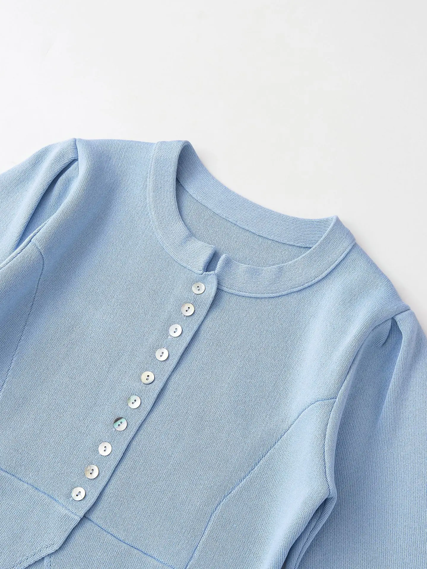 

Dave&di Versatile Round Neck Single Breasted Bubble Knit Cardigan Jacket Knitwear Woman Clothing Woman Clothes Cardigan