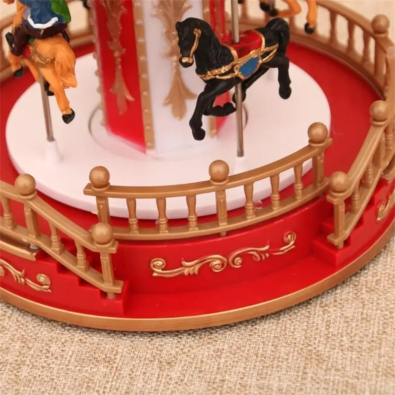 Musical Christmas Carousels Rotating Ornament with LED Light USB Battery Powered Y4QC