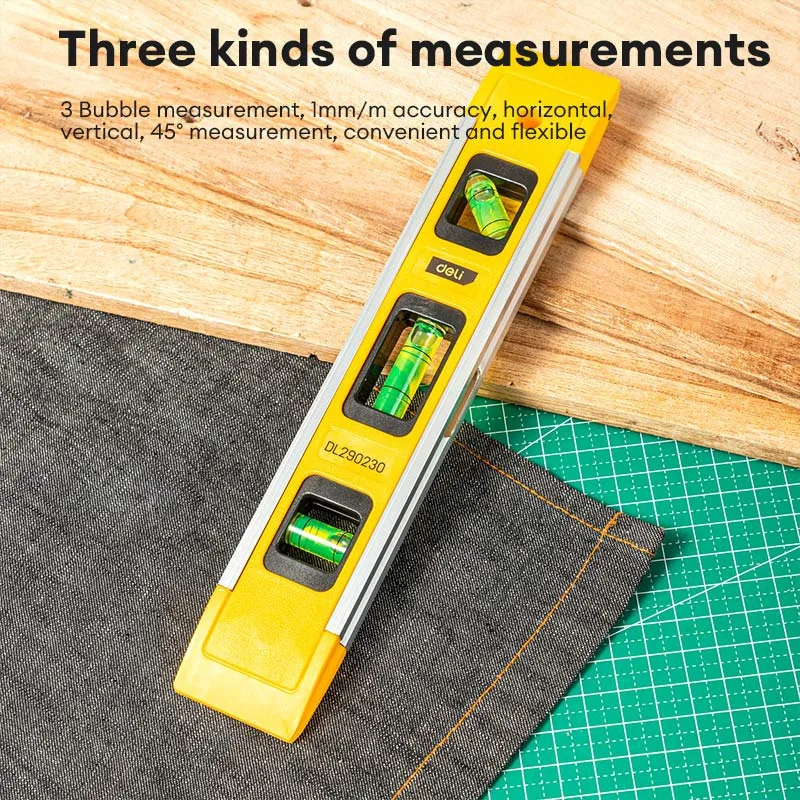 مستوى الصندوق المغناطيسي لمستوى الطوربيد 230 مم مع 45 ° /90 ° /180 °   أداة مستوى الفقاعات المقاومة للصدمات متعددة الوظائف للقياس
