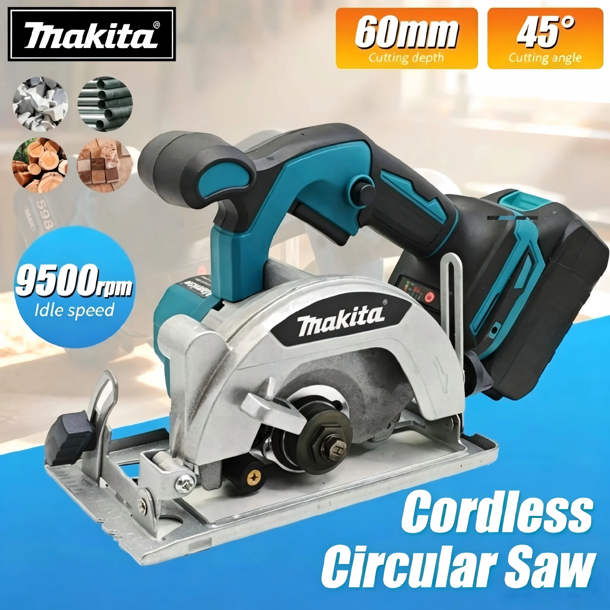 Serra circular elétrica sem escova Makita de 5 polegadas, máquina de corte de alta potência sem fio, ferramentas elétricas para carpintaria, para bateria de 18V