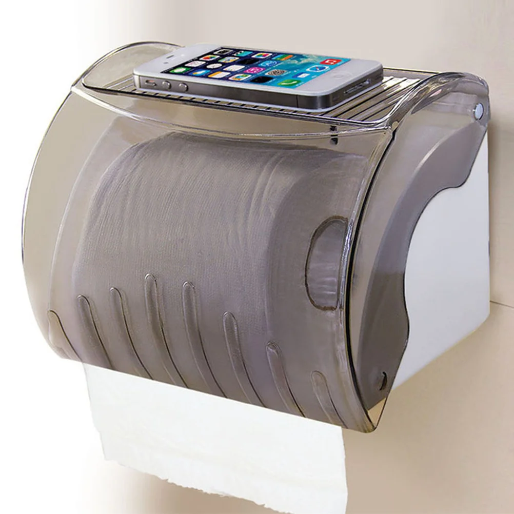 

Waterproof Toilet Paper Holder Wall Mounted Plastic Tissue Box Cover Suction Cup Storage Shelf For Bathroom Phone Key Glasses