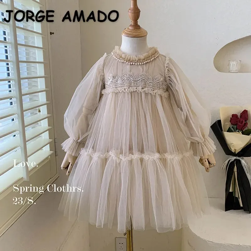 knee length dresses for ladies MyKids-USA Baby Girl Bow Patched Design Long Sleeves Full Moon Christening Mesh Formal Dress Light Pink 90 (12-24M) main image 0