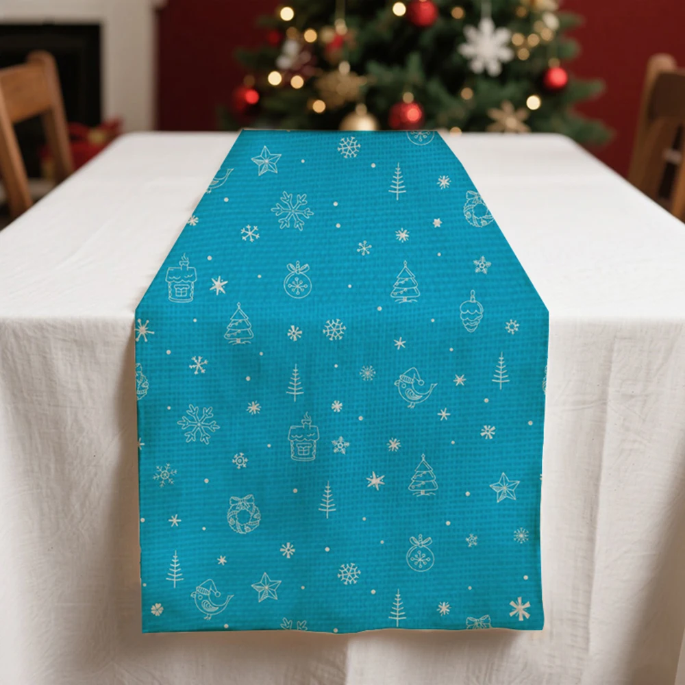 

blue Christmas table runners winter Table decoration and accessories for Festival bird pattern home decor party tablecloth