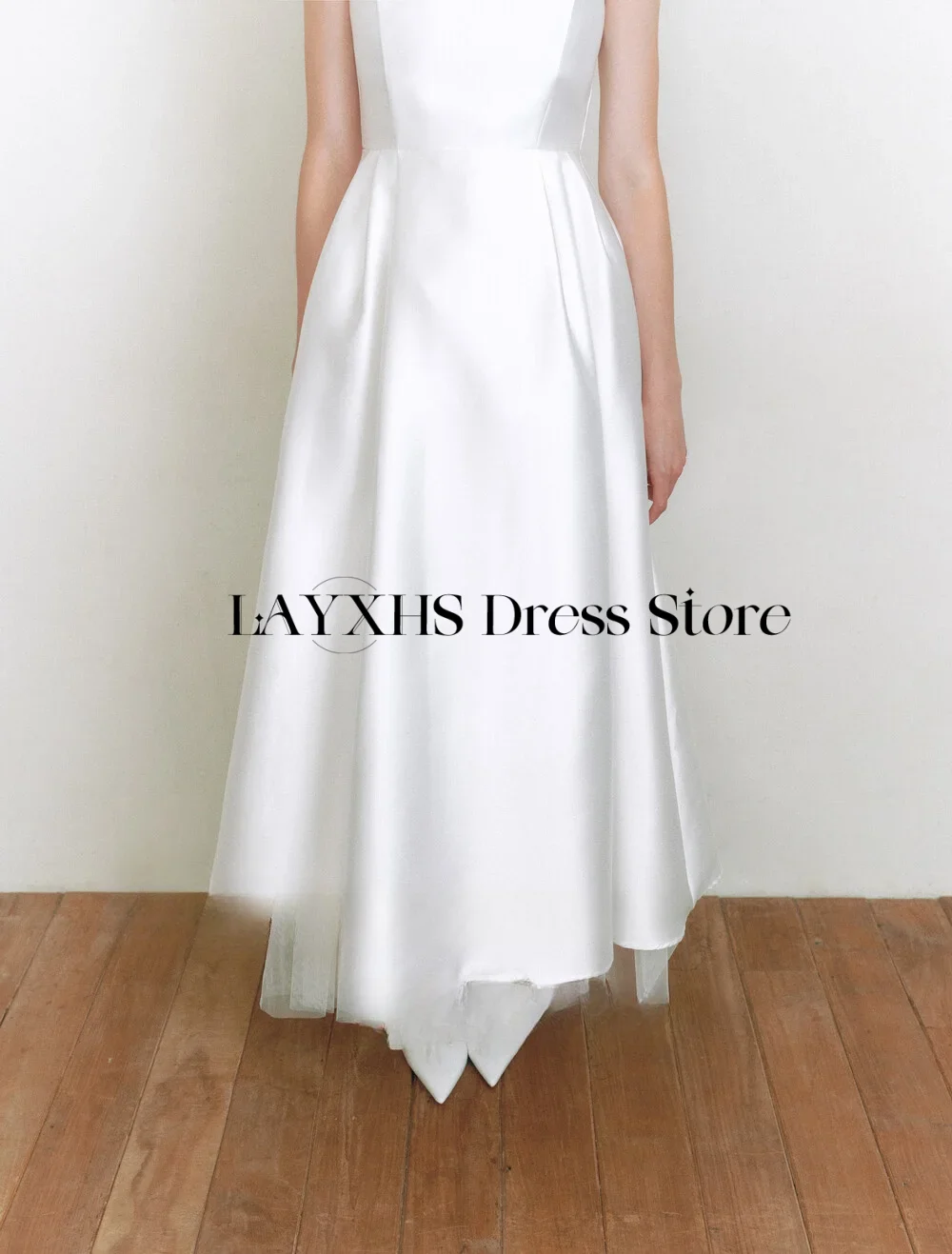 Vestido de novia sencillo con cuello redondo, sesión de fotos al aire libre de Corea, corte en A, hasta el tobillo, vestidos de novia de satén, vestido de recepción personalizado 2026