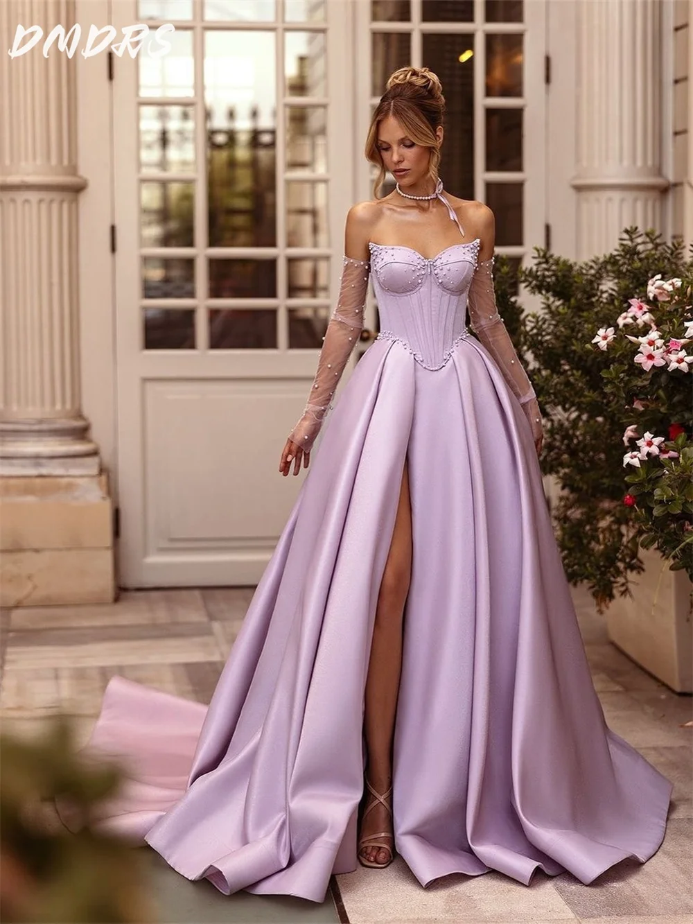 

Classic Sleeveless Evening Gown 2025 Elegant Strapless Party Dress Romantic Pearl Gowns Customized Vestidos De Novia