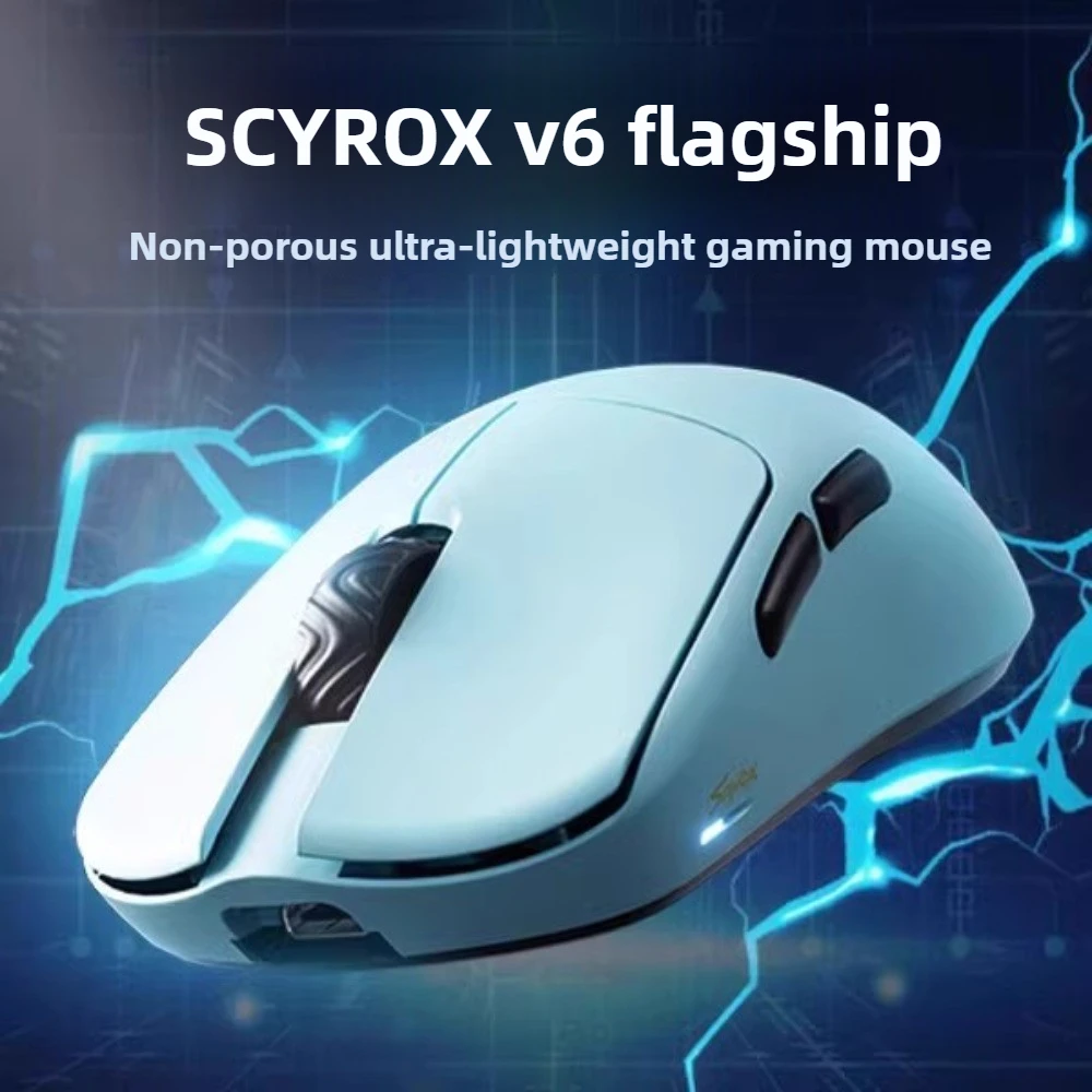 

Непористая беспроводная мышь SCYROX V6, киберспортивная, 40 г, с приемником 8k, пиксерт 3950, 750IPS, быстрая реакция, высокое качество, веб-драйвер 8 кГц