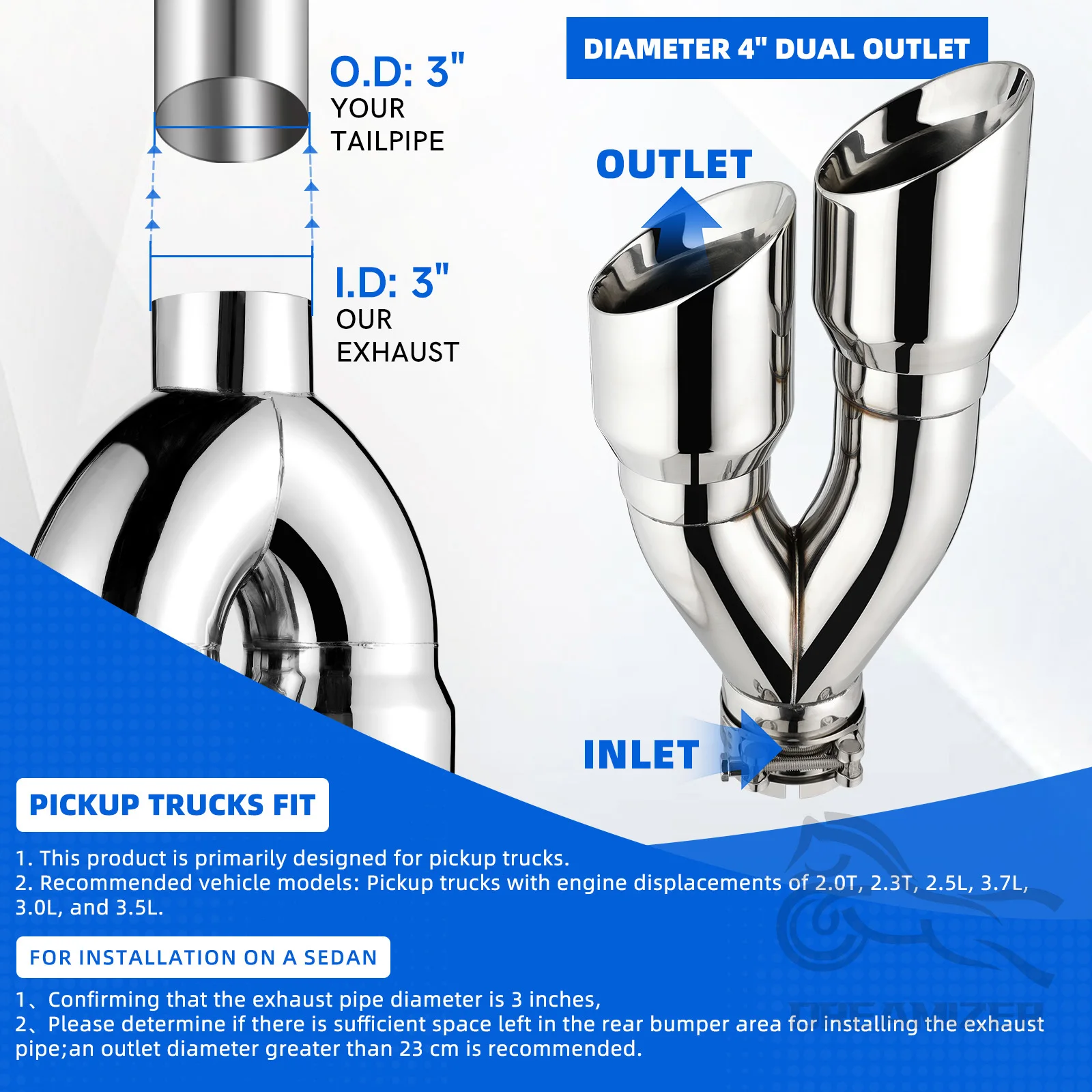 Punta de escape de 3 pulgadas - Pipe Clamp Bar reseña y precio
