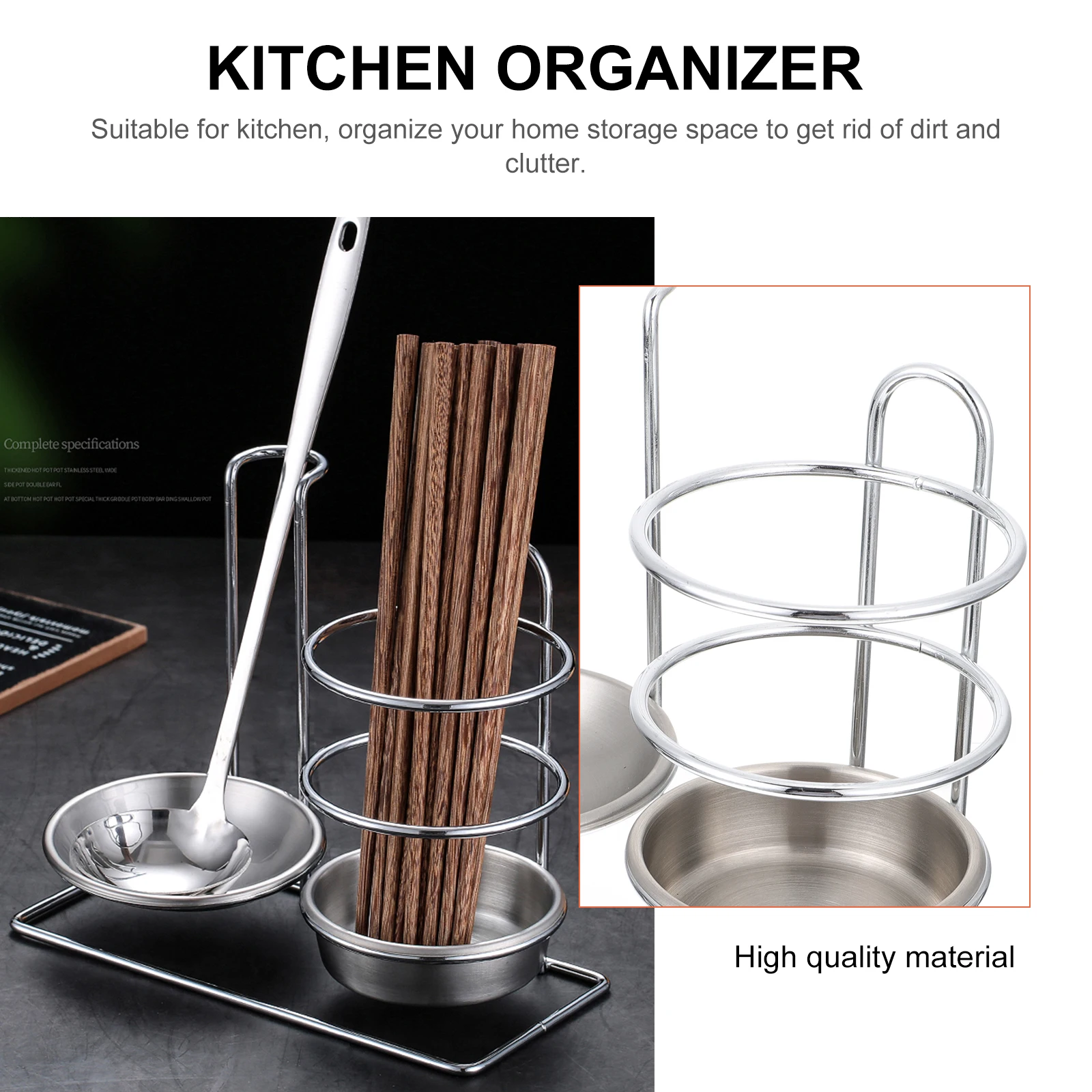 

1pc Stainless Steel Spoon Holder Soup Rack Vertical Hot Pot Kitchen Organizer Silver Multipurpose Storage Safe Decor