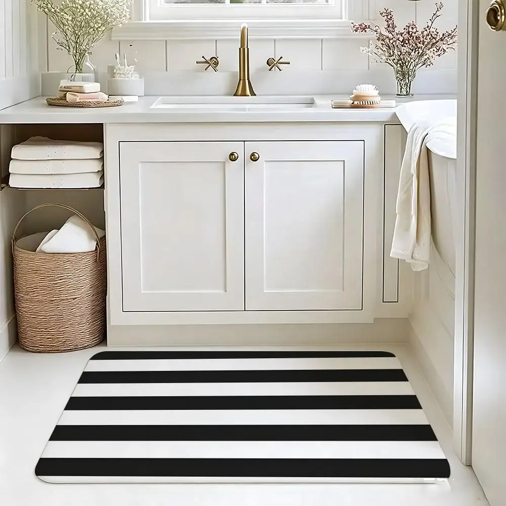 Line Art S-StripesS Floor Mat carpet diatom mud bathroom quick-drying absorbent floor mat household bathroom