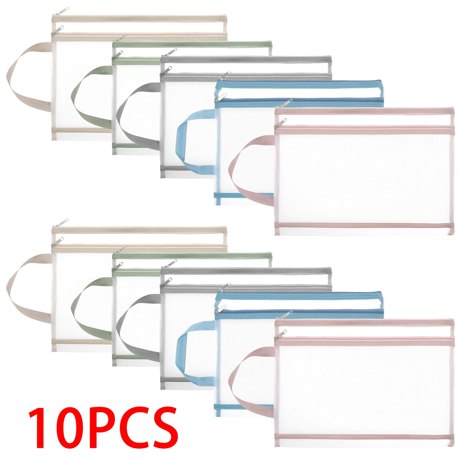 10 pçs dupla camada malha zíper pasta arquivo bolsa a4 papel papelaria saco de armazenamento escola material de escritório organizador