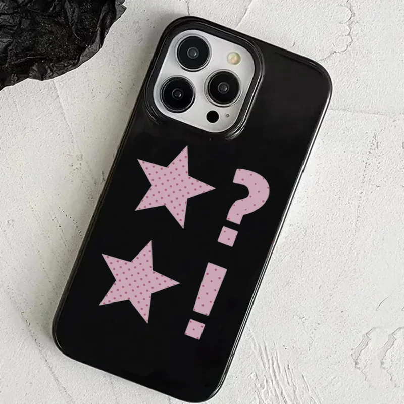 Korean INS Cartoon Pink Star Question Mark Phone Case For iPhone 18 17 Air 16 15 14 13 12 11 Pro Max 16E 17E XR XS 7 8Plus Cover
