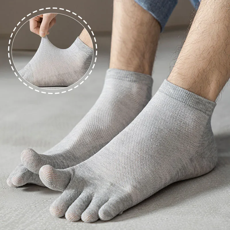 1pair Men\'s Toe Socks Cotton Breathable Running Basketball Ankle Sock Mesh Comfortable High Quality Sox Fashion Sweat-absorbing