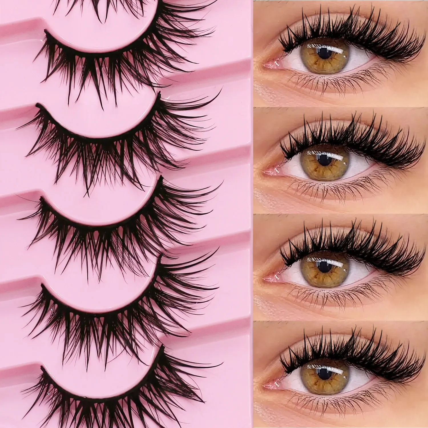 Veltrinay Manga Lashes Fluffy Soft 3D Mink False Lashes Wispy Soft Cross Volume & Natural Reusable Cruelty-Free Fake Lash Makeup