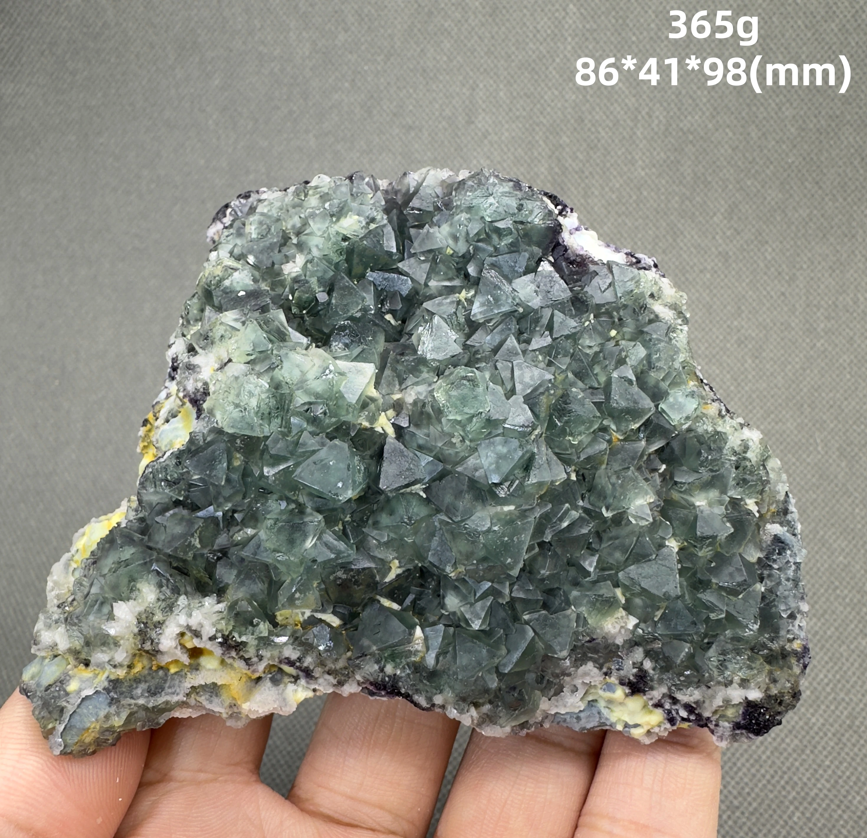 Natural Inner Mongolia octahedral green fluorite mineral specimens + healing quartz crystals and stones rock gemstone