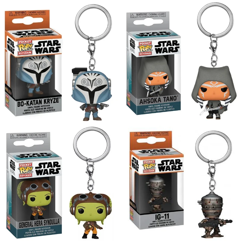 Funko Keychain Star BO-KATAN KRYZE Wars General Hera Syndulla IG-11 Ahsoka Tano POP Pocket Action Figure Model Toys Gifts