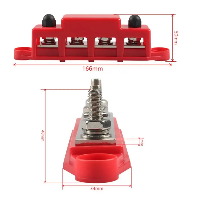 Best-Selling 12V Bus Bar 4 Post 300A Power Distribution Block 5/16Inch Battery Terminal Block Stud With Cover And Wire Lugs