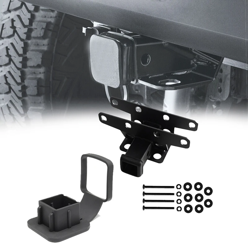 

1Set Rear Towing Trailer Hitch Receiver W/Cover Engine Towing Hauling Aid For Jeep Wrangler JL/JLU 2018-2023