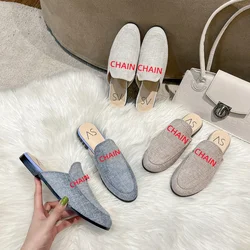 Baotou Half Slippers Women Summer Wear Muller Shoes 2023 New Flat Sandals