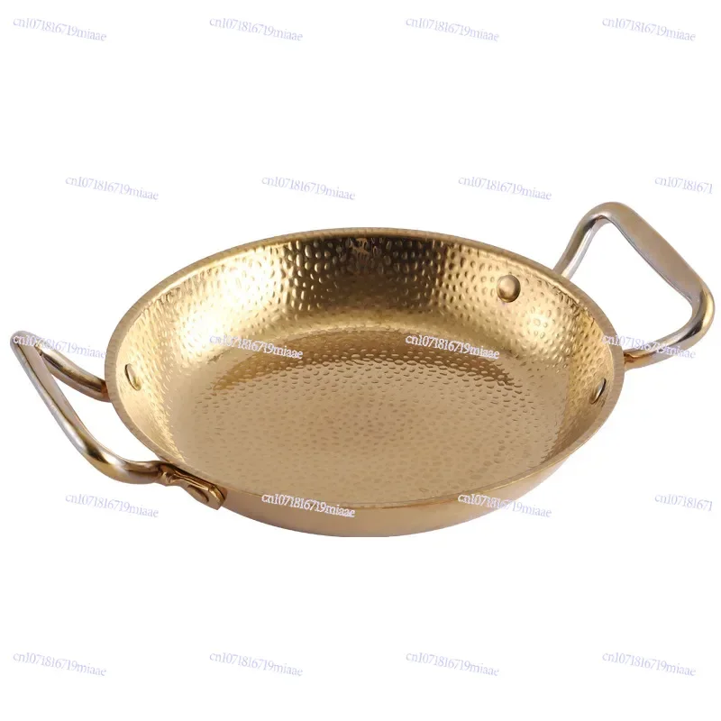 Olla seca de acero inoxidable para mariscos español, olla de Paella, plato de pollo frito coreano grueso, olla caliente del ejército dorado, fondo plano