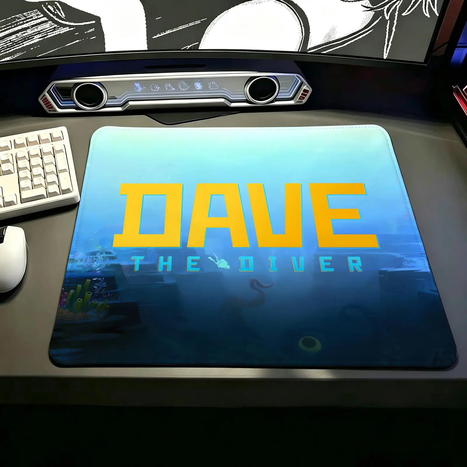 S/M/L Gaming Mat,Reinforced Stitched Edge,DAVE THE DIVER Mouse Pad Portable Non‑Slip Pad for Laptop Office & E‑Sports Game Play